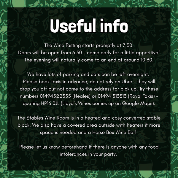 FRIDAY 20 FEBRUARY 2026 - WINE TASTING AT THE STABLES