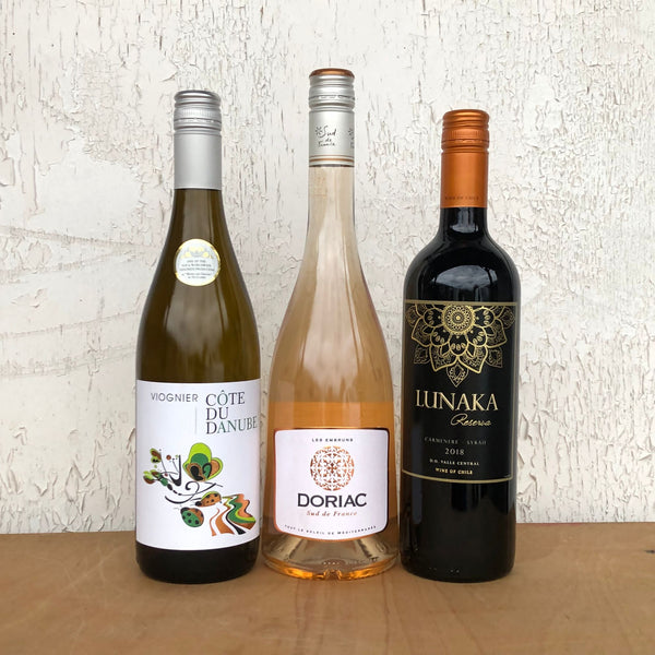 Cote de Danube Viognier Doriac Les Embruns Lunaka Reserve Syrah Carmenere Chile